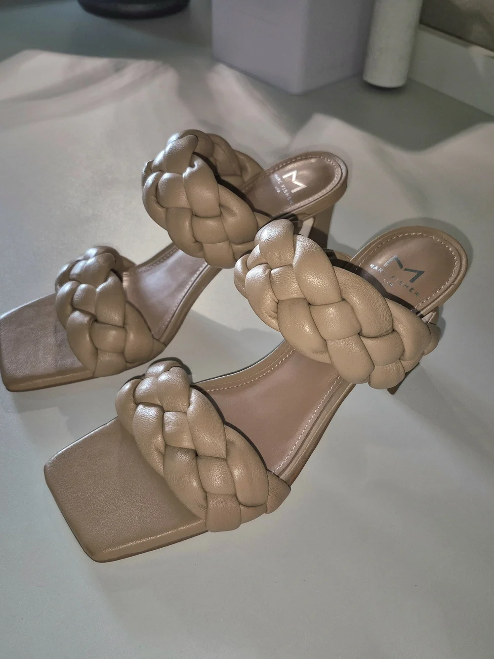 Marc Fisher LTD Braided Cognac Block Heel Sandals Heels - Picture 5 of 7
